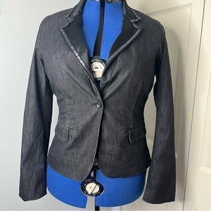 EXPRESS Women's Size 12 Poly Blend Stretch Black Single Button Blazer Jacket f